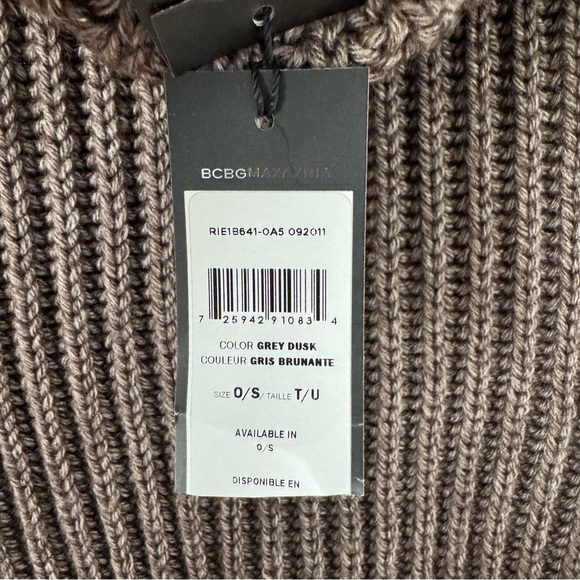 BCBGMAXAZRIA Harvey Wool Cape Poncho Sweater Grey Dusk -Heavy Knit-Cowl Neck NWT - Picture 5 of 9